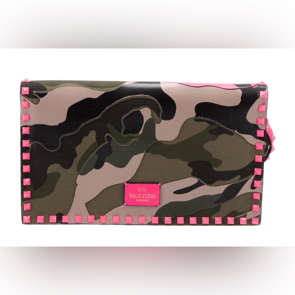 Valentino Psychedelic Camo Rockstud Clutch